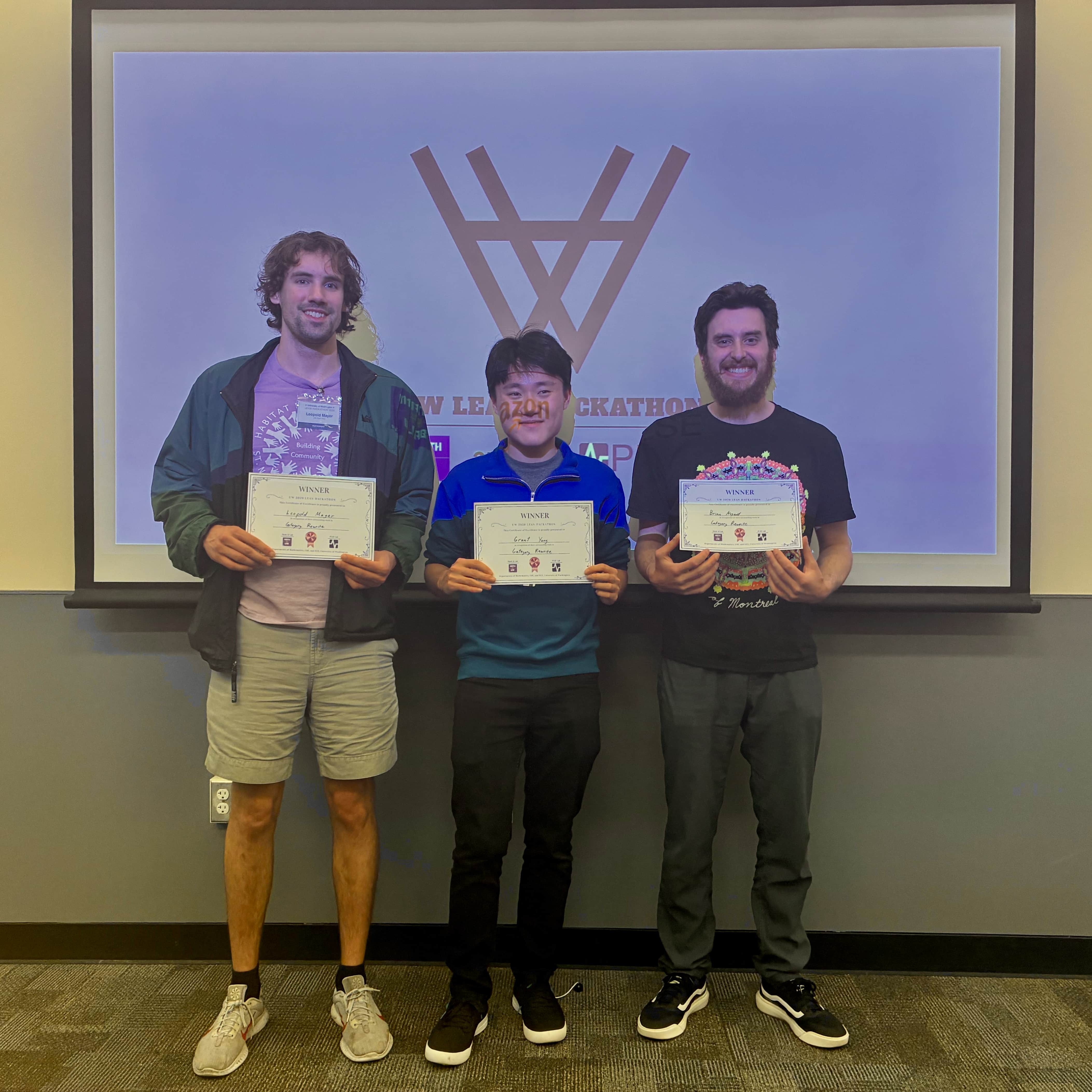 First place winners posing with the cat-rw project award